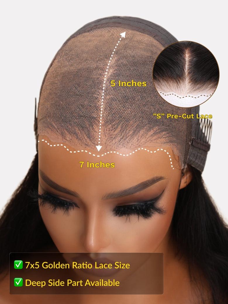 Sunber 2 in 1 Wet Wavy & Straight 7x5 Bye Bye Knots 180% Density Water Wave Human Hair Wig