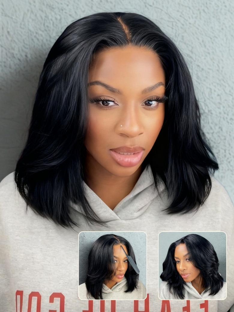 Blunt Cut Yaki Bob Pre-Cut 13x4 Pre Everything Lace Frontal Straight Human Hair Wig