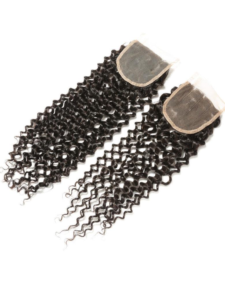 Malaysian Curly Hair 4 Bundles with Lace Closure