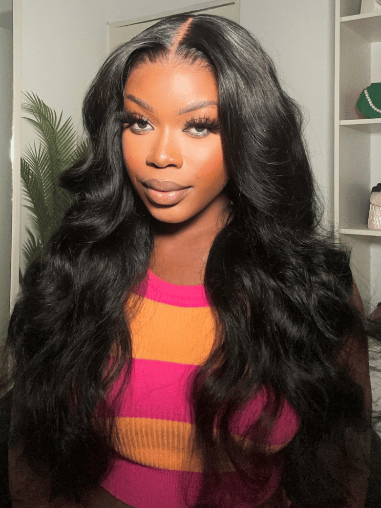 13x4 HD Real Scalp Pre Everything Lace Frontal Natural Black Body Wave Wig With Elastic Drawstring