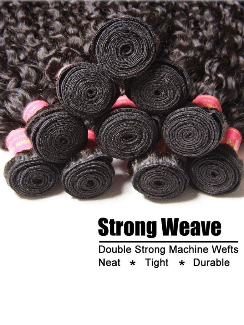 ペルーの極美カミキリ ペア Malaysian Curly Hair 4 Bundles with Lace Closure