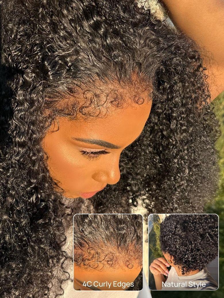 4C Kinky Curly Human Hair Lace Wigs 7x5 Bye Bye Knots