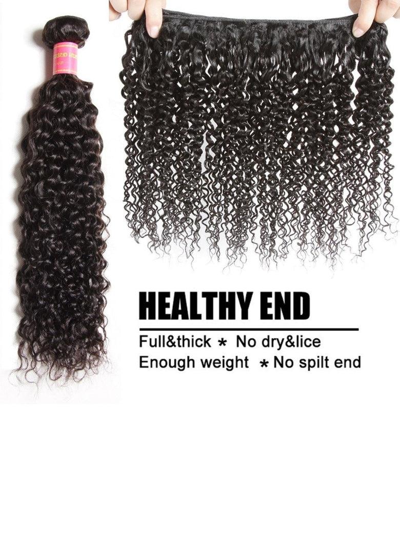 Malaysian Curly Hair 4 Bundles with Lace Closure