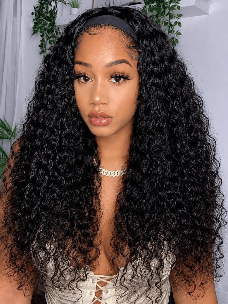 Headband Half Wig Beginner Friendly 2-IN-1 Switch? Water Wave Glueless Wig With