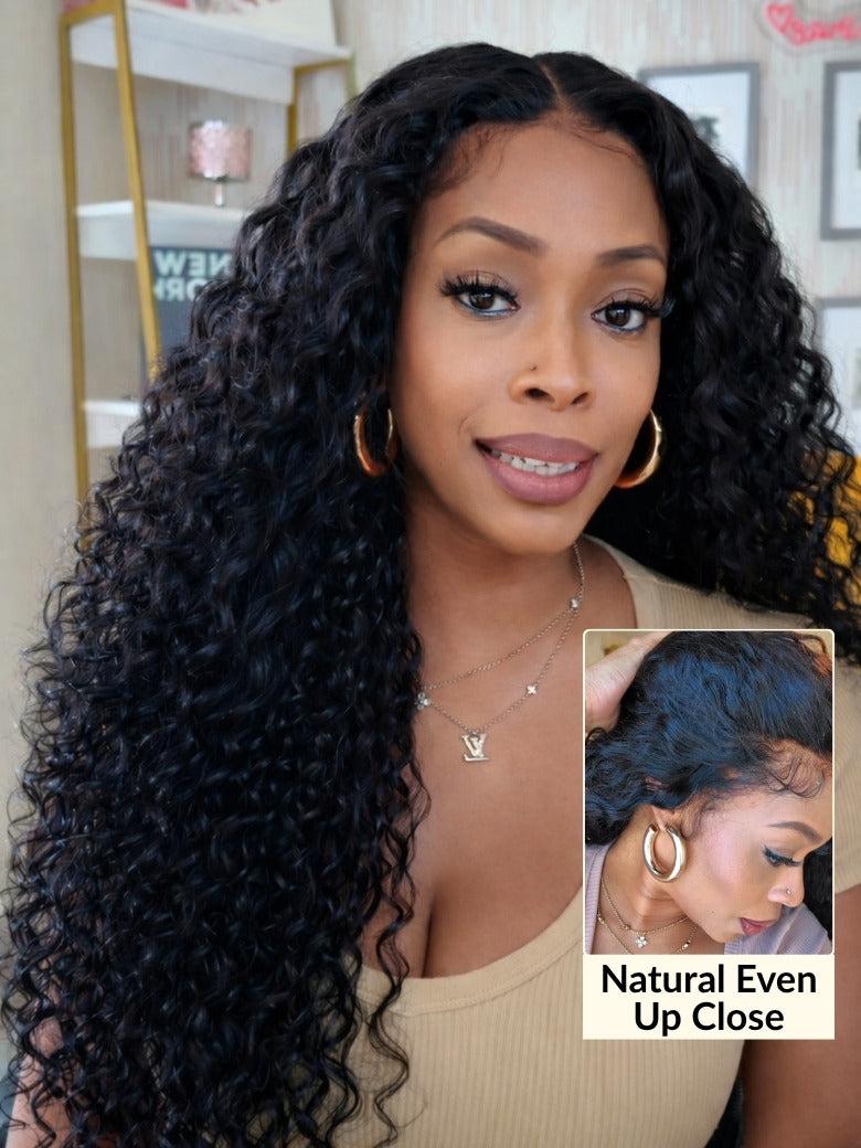 180% Density 7x5/ 13x4 Pre-Everything Water Wave & Curly Mixed Pre Cut Lace Frontal Human Hair Wigs With Invisi Drawstring