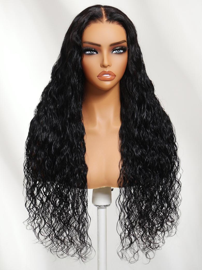 Sunber 2 in 1 Wet Wavy & Straight 7x5 Bye Bye Knots 180% Density Water Wave Human Hair Wig