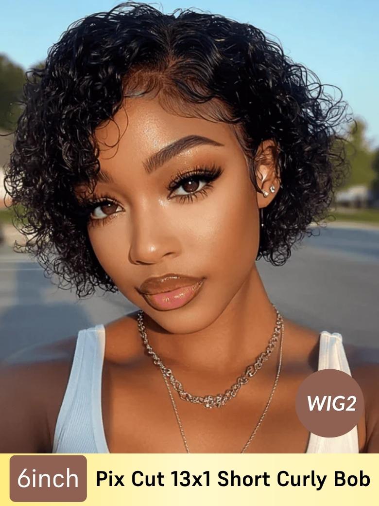 2WIGS=$109 | 16inch 13x4 Pre Everything And 6inch 13x1 Lace Bob Wig Flash Sale