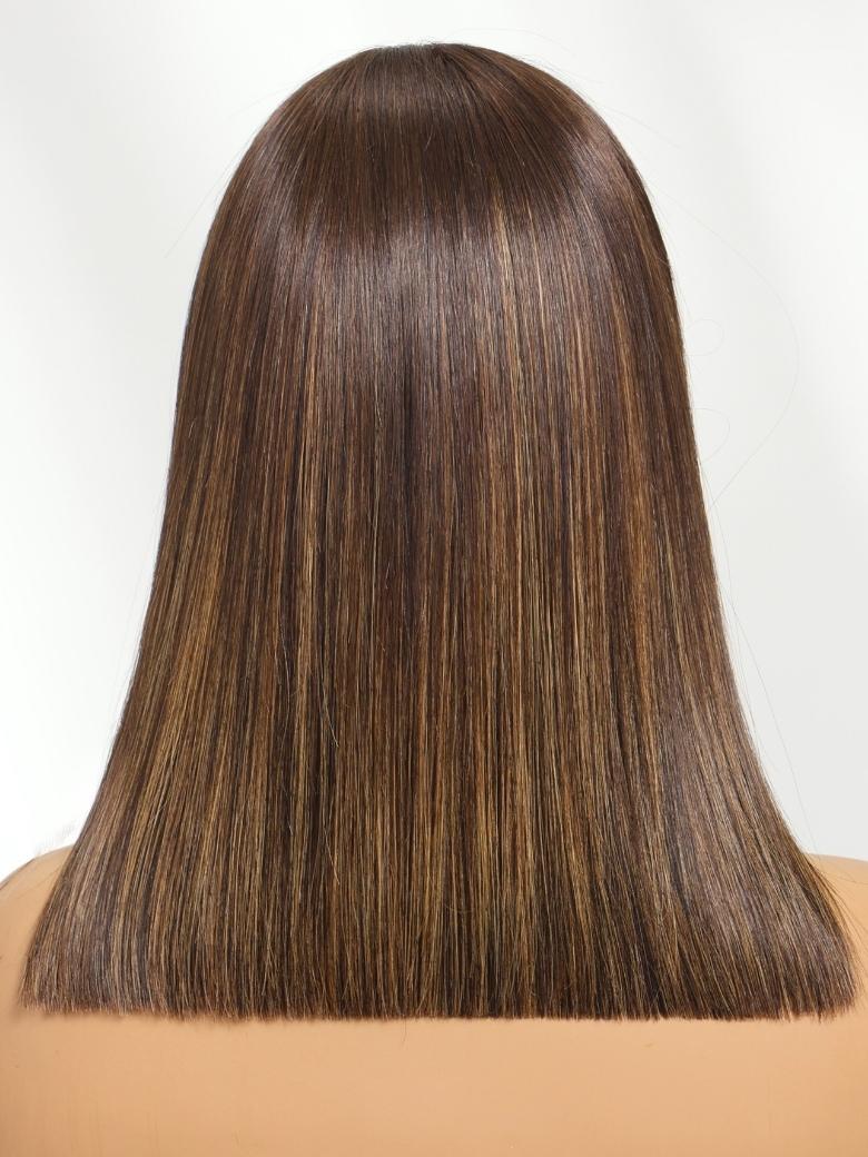 Sunber Chocolate Brown With Blonde Highlights 7x5 Bye Bye Knots Bob Wig