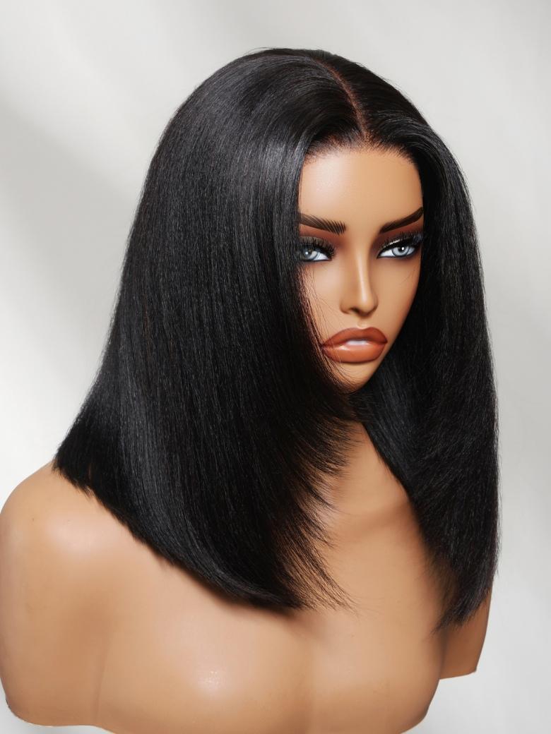 Sunber 13x4 Pre Everything Layered Yaki Straight Bob Wig With Elastic Drawstring Flash Sale