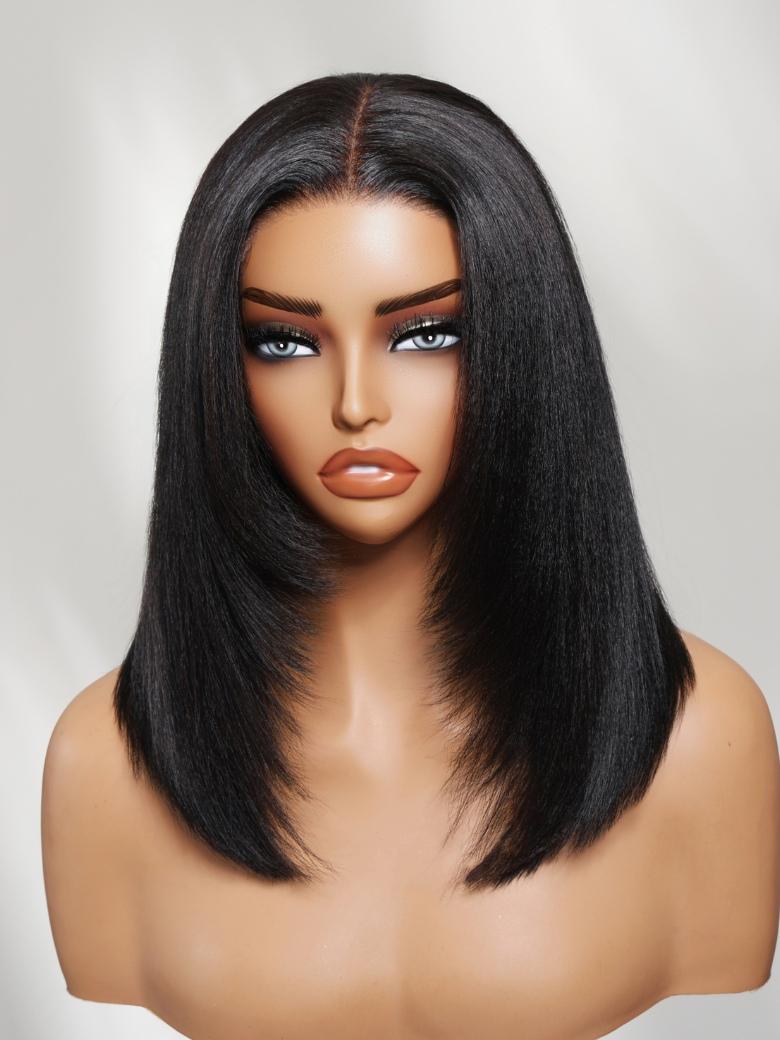 Sunber 13x4 Pre Everything Layered Yaki Straight Bob Wig With Elastic Drawstring Flash Sale