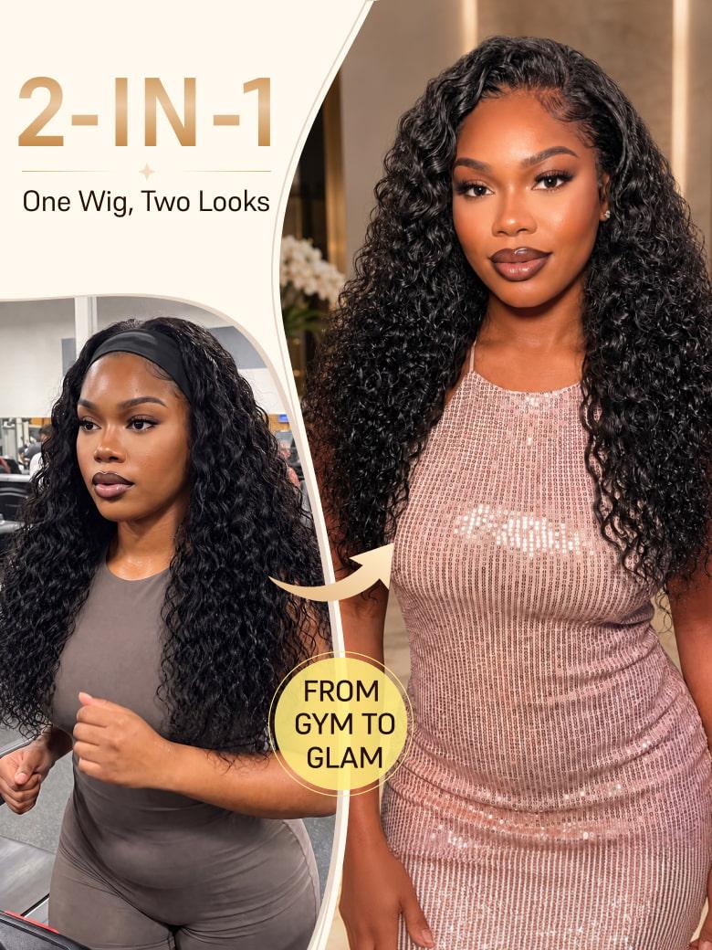 Sunber Headband Half Wig Beginner Friendly 2-IN-1 Switch™ Water Wave Glueless Wig With Flash Sale