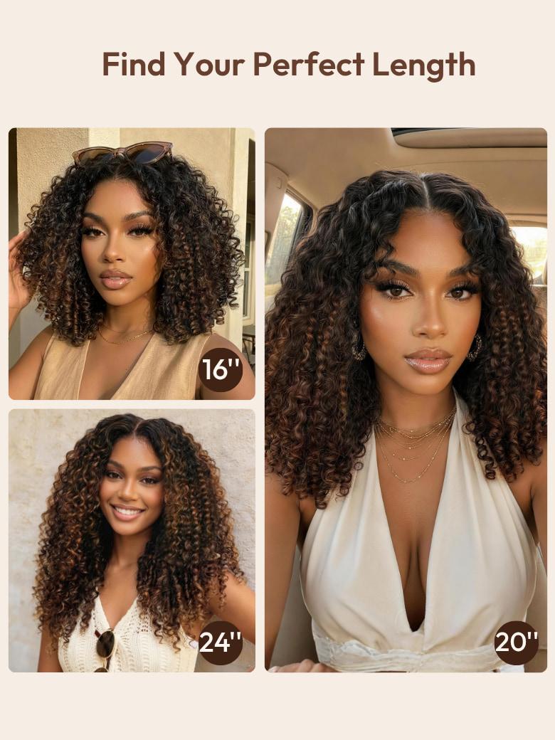 Sunber Full Finger Coils 7x5 Bye Bye Knots Chestnut Brown Lace Wig With Spiral Curls Water Curly Twist Out At The End