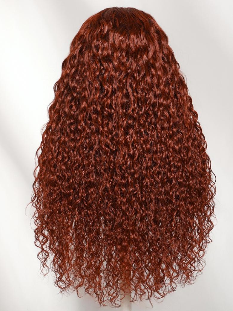 Sunber Reddish Brown Wet And Wavy 7x5 Bye Bye Knots Lace Wigs Water Wave Pre-Plucked Human Hair Wigs