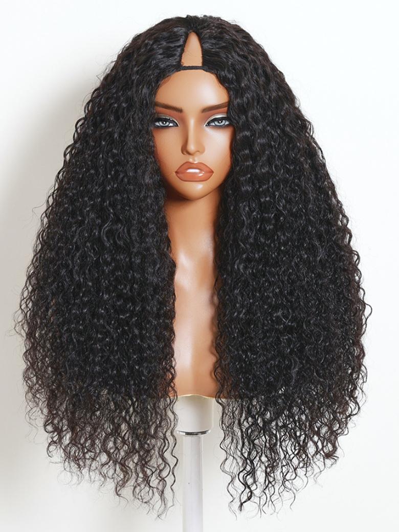 Sunber Upgrade New V Part Wet & Curly 2 in 1 Straight to Curly Glueless Human Hair Wigs