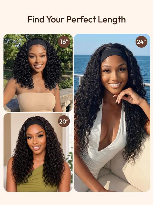 Sunber Headband Half Wig Beginner Friendly 2-IN-1 Switch™ Water Wave Glueless Wig With Invisi Drawstring