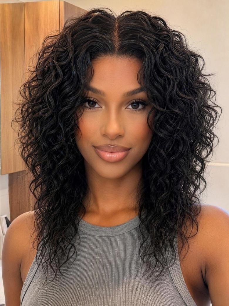 Sunber 7x5 Bye Bye Knots Lace Closure Wig 180% Density Water Wave Wolf Cut Wig With Face-Framing Layers