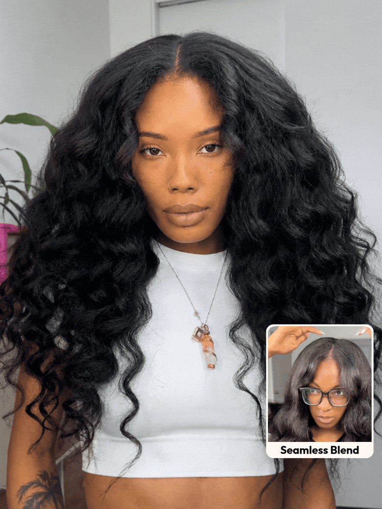 Sunber  Kinky Straight V Part Wigs Versatile No Leave Out Human Hair Wig With Invisi Drawstring