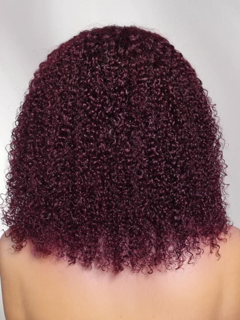 Sunber Black Cherry 7x5 Pre Cut 180%  Afro Kinky Curly Pre-Cut Lace Human Hair Wigs