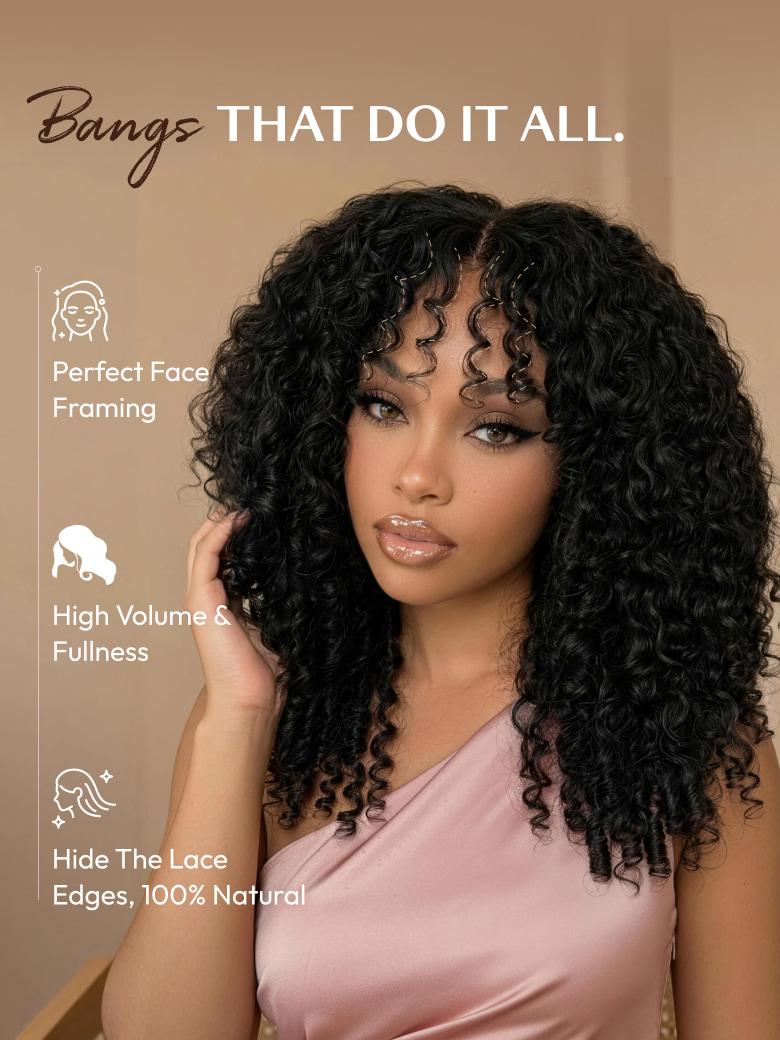 Sunber 7x5 /13x4 Pre Everything Pre-Styled Finger Coils Bye Bye Knots Glueless Water Curly Lace Wig With Invisi Drawstring