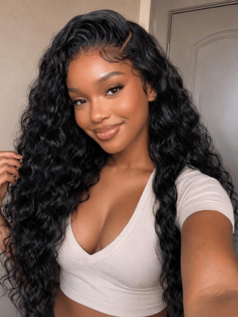 Sunber Long Luxury Deep Wave 7x5 Bye Bye Knots No Slip Wig With Invisi Drawstring