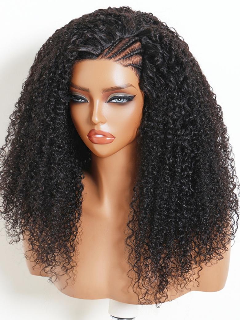 Sunber Side Part Jerry&Kinky Curly V Part Wig No Leave Out Glueless with Invisi Drawstring