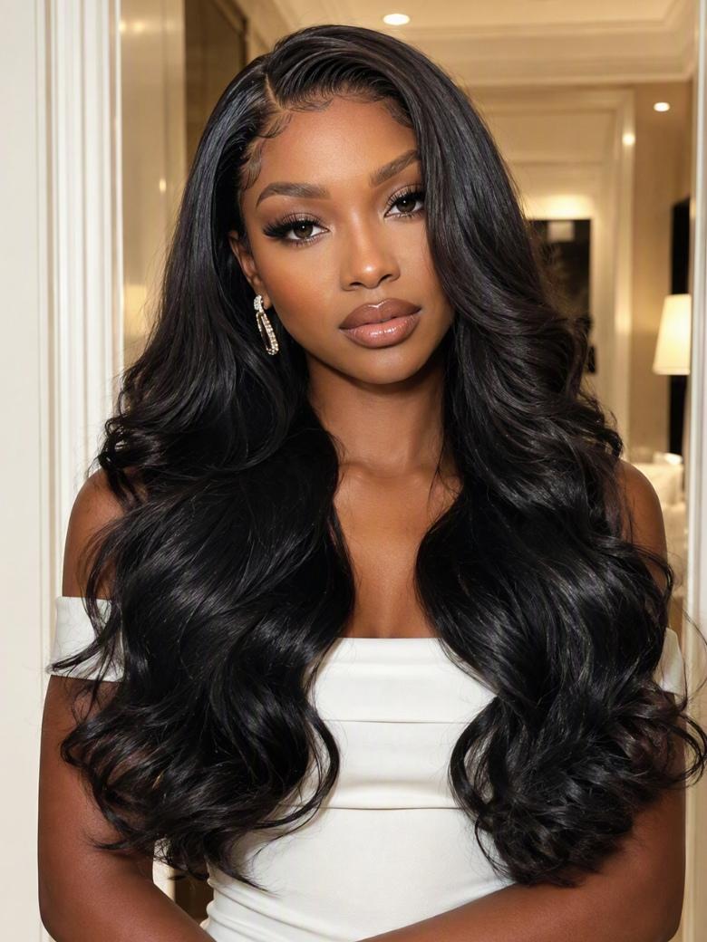 Sunber Blowout Wave with Face-Framing Layers And Side-Swept Bangs V Part Wig With Invisi Drawstring