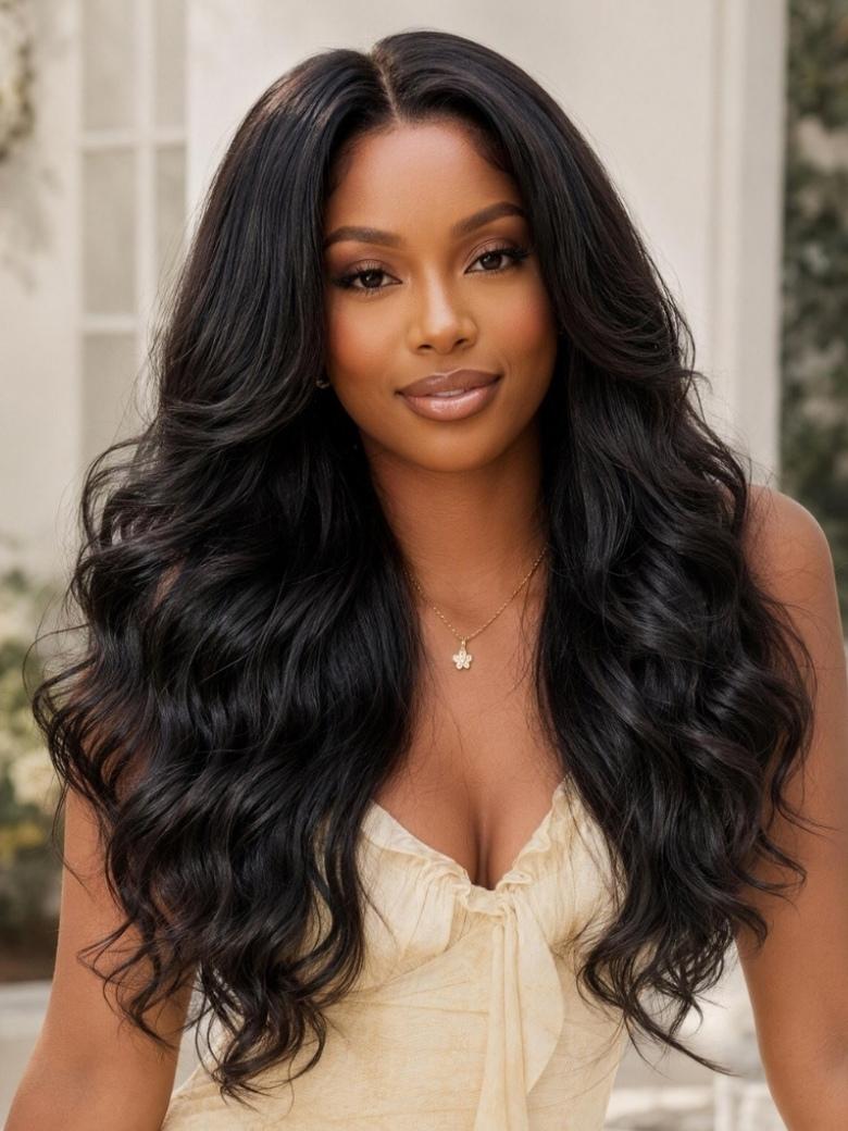 Sunber Yaki Body Wave 7x5 Bye Bye Knots with Face-Framing Layers Lace Closure Wig