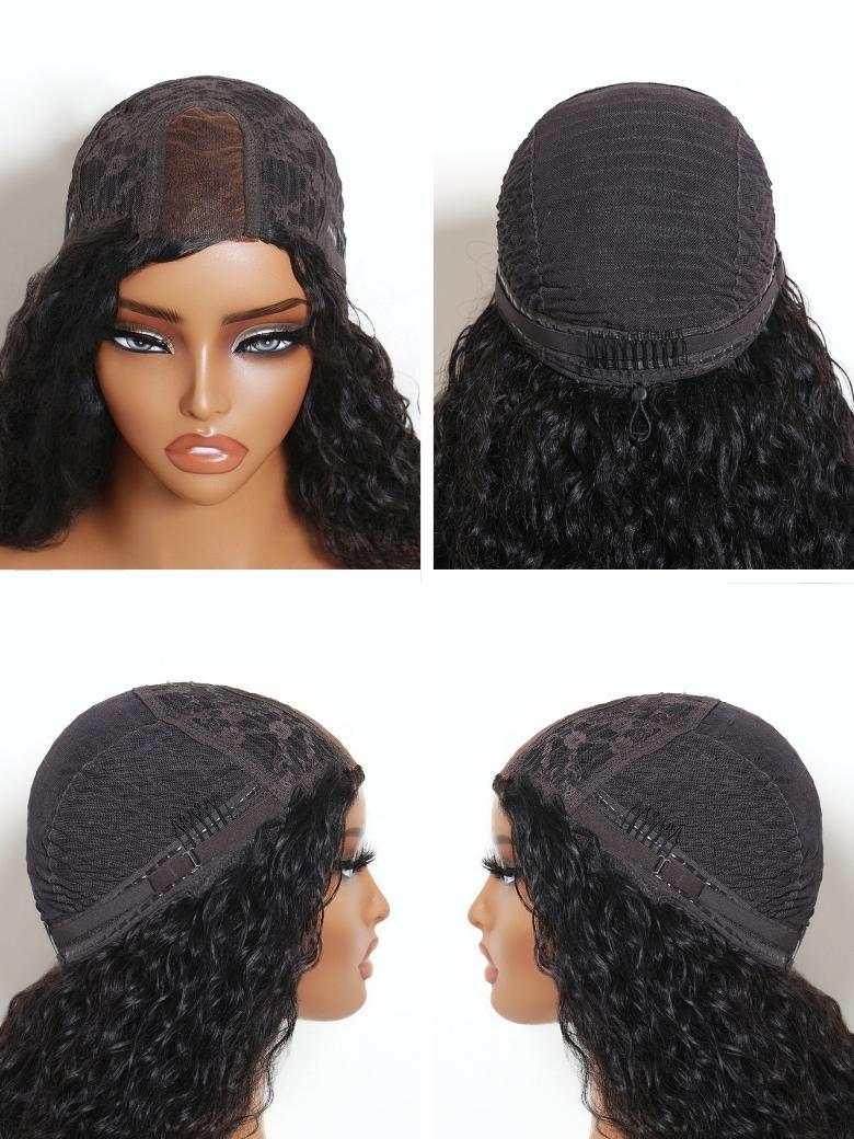 Sunber Bouncy Curl With Bangs Minimalist 2x4 Lace Closure Wig With Invisi Drawstring