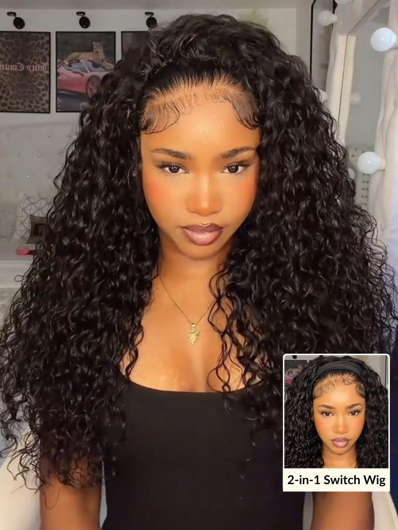 Sunber Water Wave 2-IN-1 Switch™ Headband & Half Wig Wig With Beginner Friendly