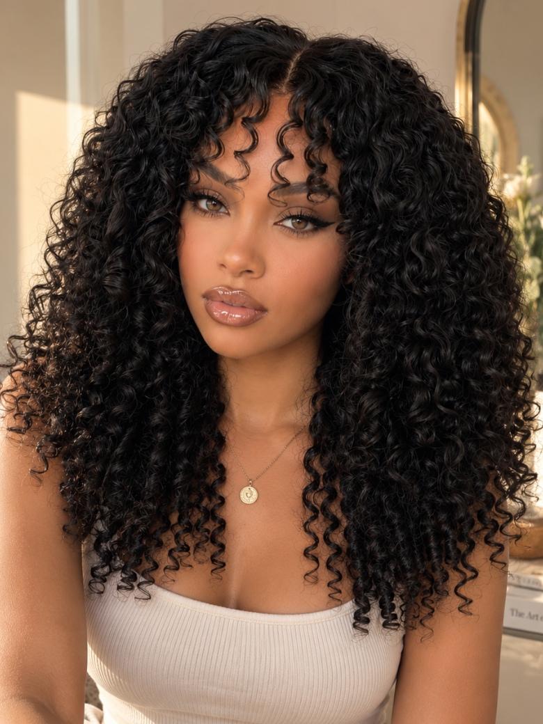 Sunber 7x5 /13x4 Pre Everything Pre-Styled Finger Coils Bye Bye Knots Glueless Water Curly Lace Wig With Invisi Drawstring
