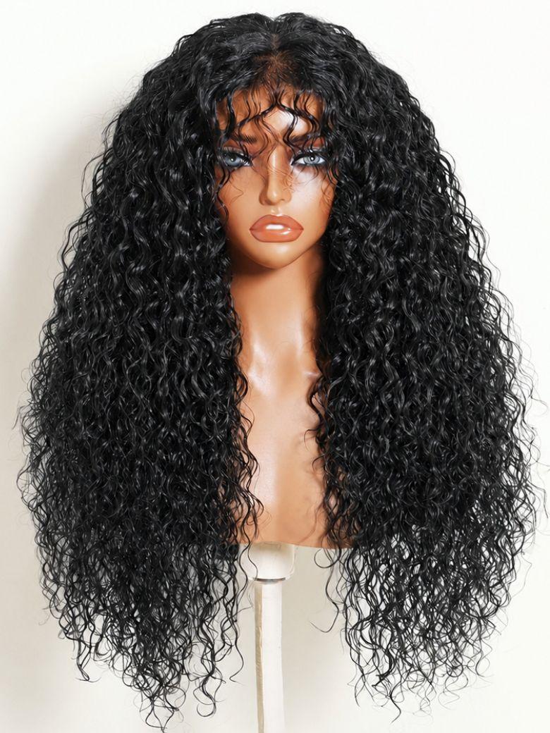 Sunber Water Wave Wig With Bangs 7x5 Bye Bye Knots 180% Density No Slip Wig