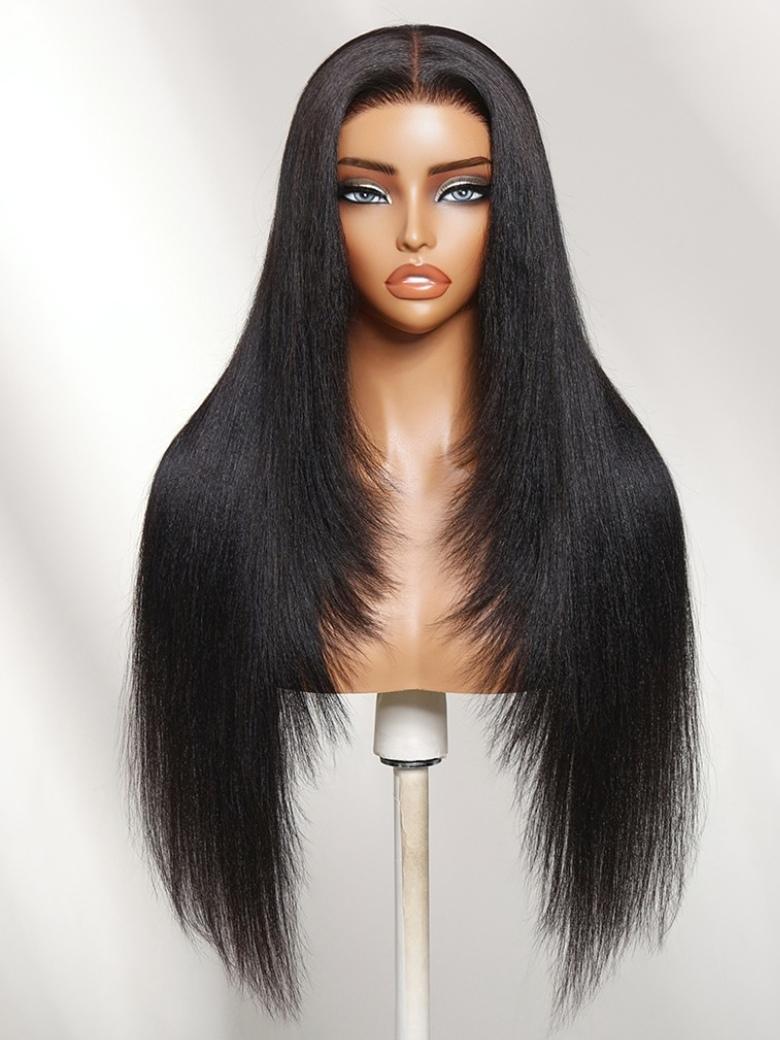 Sunber 180% Density Layered Yaki Straight 7x5 Bye Bye Knots No Slip Wig