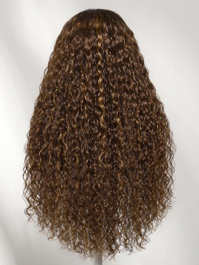 Sunber Brown Highlights with Dark Root Water Wave 7x5 Bye Bye Knots With Invisi Drawstring