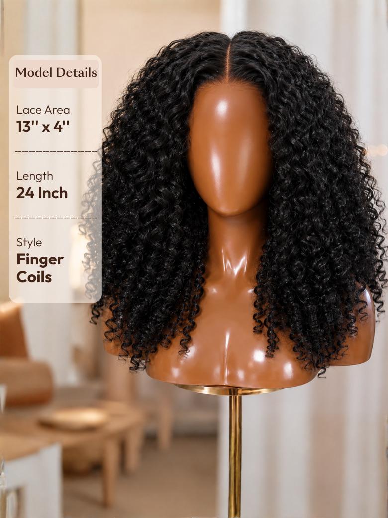 Sunber 7x5 /13x4 Pre Everything Pre-Styled Finger Coils Bye Bye Knots Glueless Water Curly Lace Wig With Invisi Drawstring