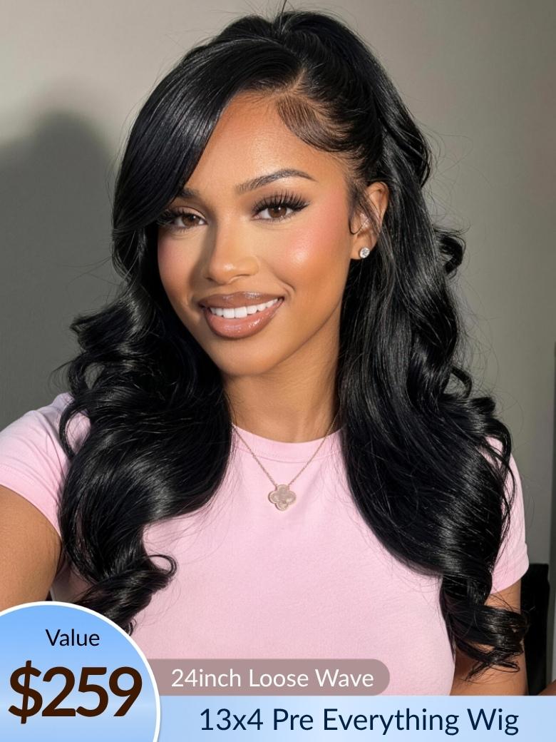 Sunber $69 Mystery Box Win 24inch Value $259 Loose Wave 13x4 Lace Frontal Wig Flash Sale