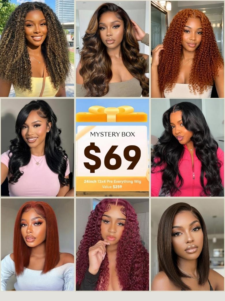 Sunber $69 Mystery Box Win 24inch Value $259 Loose Wave 13x4 Lace Frontal Wig Flash Sale