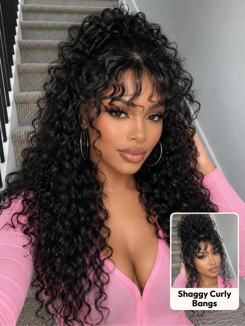 Sunber 7x5 /13x4 Pre Everything Pre-Styled Finger Coils Bye Bye Knots Glueless Water Curly Lace Wig With Invisi Drawstring