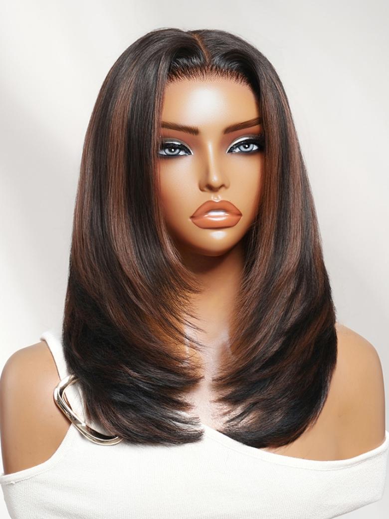 Sunber Slik Straight Layered Lob Wig 180% Density 7x5 Bye Bye Knots No Slip Glueless Wig