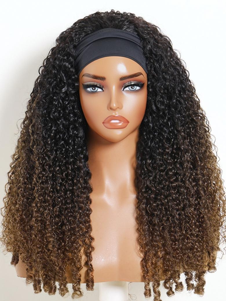 Sunber Finger Coils 2-IN-1 Switch™ Headband & Half Wig Chestnut Brown With Spiral Curls Twist Out At The End