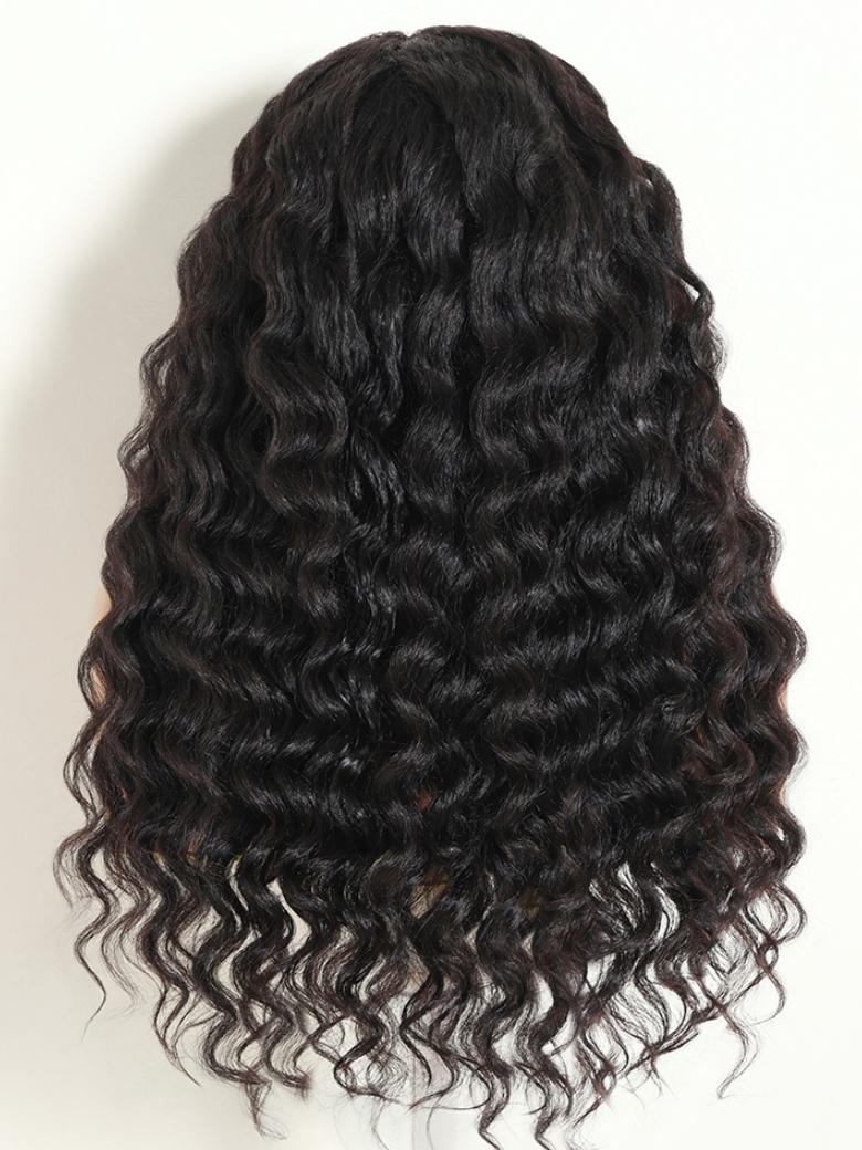 Sunber Kinky Straight And Wand Curly V Part Wig With Invisi Drawstring